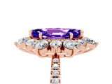 Rose gold Marquise Cut Cut Diamond Floral Halo Pave Band with Prong Setting_5