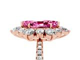 Rose gold Marquise Cut Cut Diamond Floral Halo Pave Band with Prong Setting_5