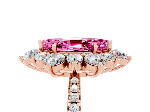 Rose gold Marquise Cut Cut Diamond Floral Halo Pave Band with Prong Setting_5
