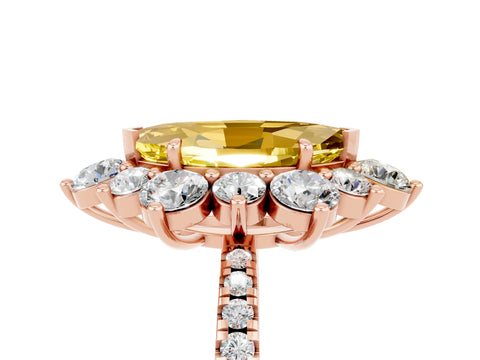Rose gold Marquise Cut Cut Diamond Floral Halo Pave Band with Prong Setting_5