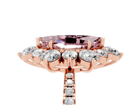 Rose gold Marquise Cut Cut Diamond Floral Halo Pave Band with Prong Setting_5