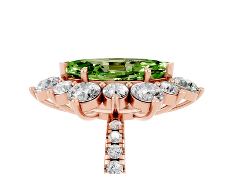 Rose gold Marquise Cut Cut Diamond Floral Halo Pave Band with Prong Setting_5