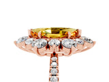 Rose gold Marquise Cut Cut Diamond Floral Halo Pave Band with Prong Setting_5
