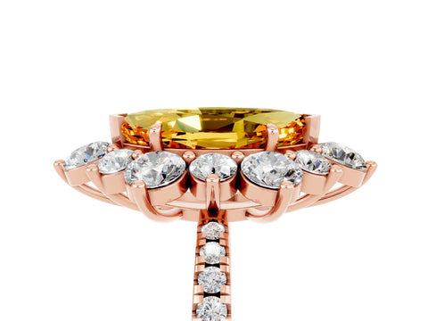 Rose gold Marquise Cut Cut Diamond Floral Halo Pave Band with Prong Setting_5