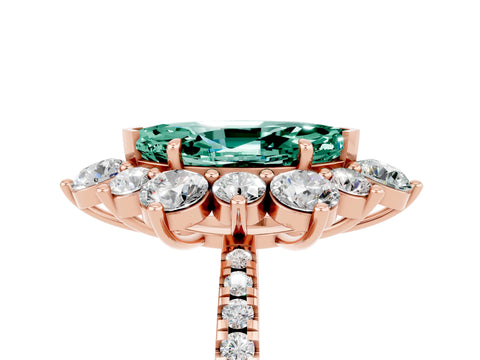 Rose gold Marquise Cut Cut Diamond Floral Halo Pave Band with Prong Setting_5