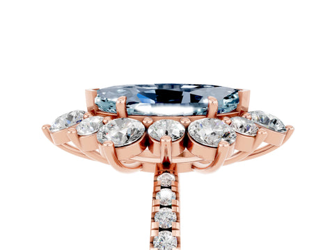 Rose gold Marquise Cut Cut Diamond Floral Halo Pave Band with Prong Setting_5
