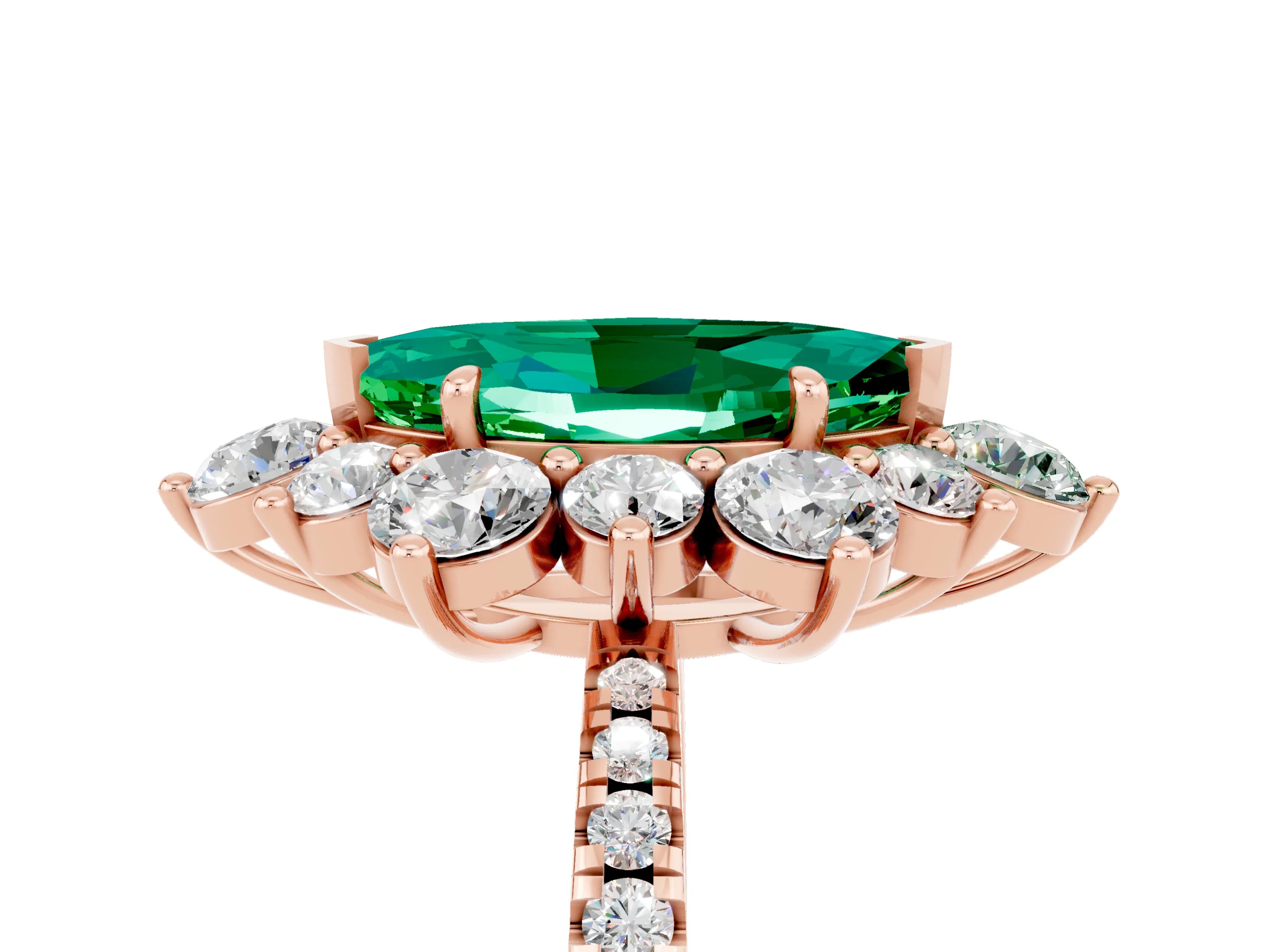 Rose gold Marquise Cut Cut Diamond Floral Halo Pave Band with Prong Setting_5