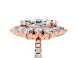 Rose gold Marquise Cut Cut Diamond Floral Halo Pave Band with Prong Setting_5