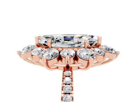 Rose gold Marquise Cut Cut Diamond Floral Halo Pave Band with Prong Setting_5