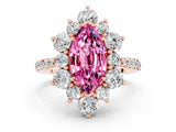 Rose gold Marquise Cut Cut Diamond Floral Halo Pave Band with Prong Setting