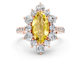 Rose gold Marquise Cut Cut Diamond Floral Halo Pave Band with Prong Setting