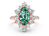 Rose gold Marquise Cut Cut Diamond Floral Halo Pave Band with Prong Setting