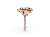 Rose gold Marquise Cut Cut Diamond Halo Engagement Ring with Open Split Pavé Band_11