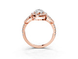 Rose gold Marquise Cut Cut Diamond Halo Engagement Ring with Open Split Pavé Band_12