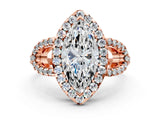 Rose gold Marquise Cut Cut Diamond Halo Engagement Ring with Open Split Pavé Band_9