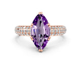 Rose gold Marquise Cut Cut Diamond Milgrain Marquise Band with Prong Setting