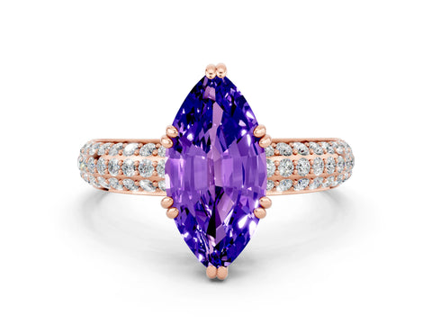 Rose gold Marquise Cut Cut Diamond Milgrain Marquise Band with Prong Setting