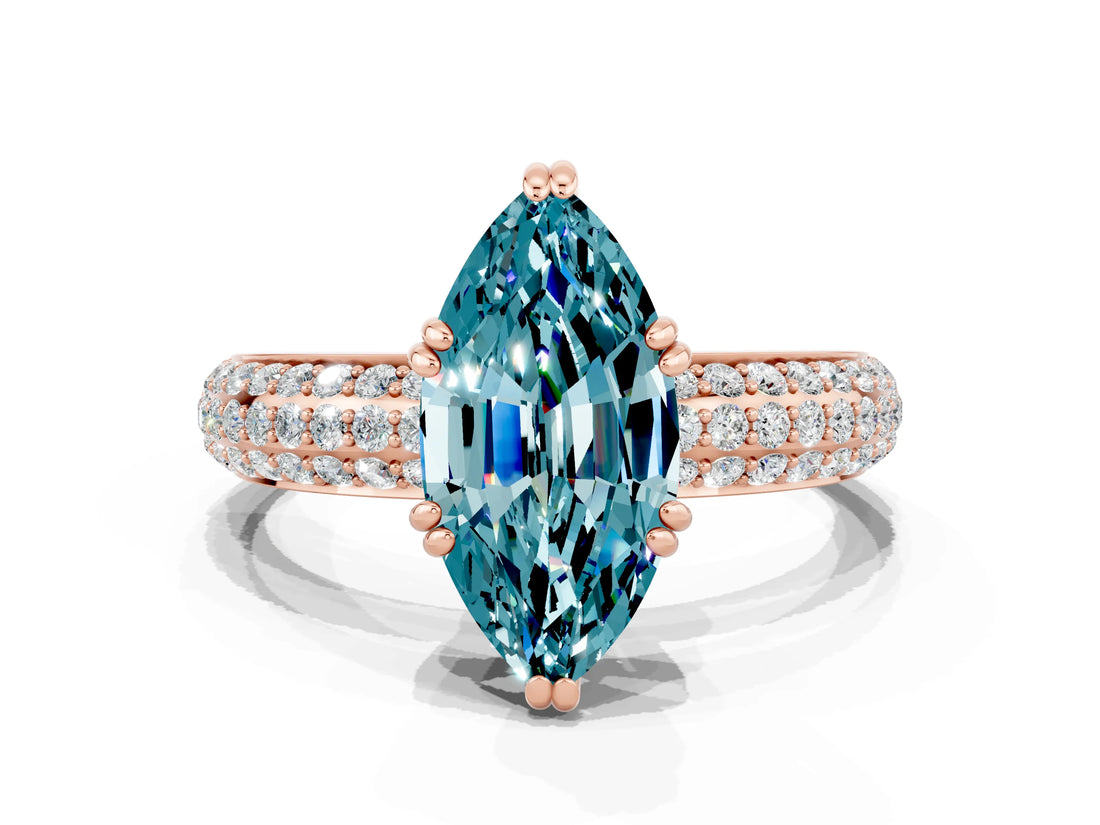 Rose gold Marquise Cut Cut Diamond Milgrain Marquise Band with Prong Setting