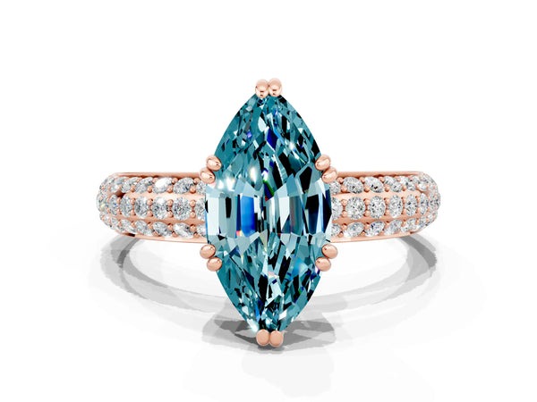 Rose gold Marquise Cut Cut Diamond Milgrain Marquise Band with Prong Setting