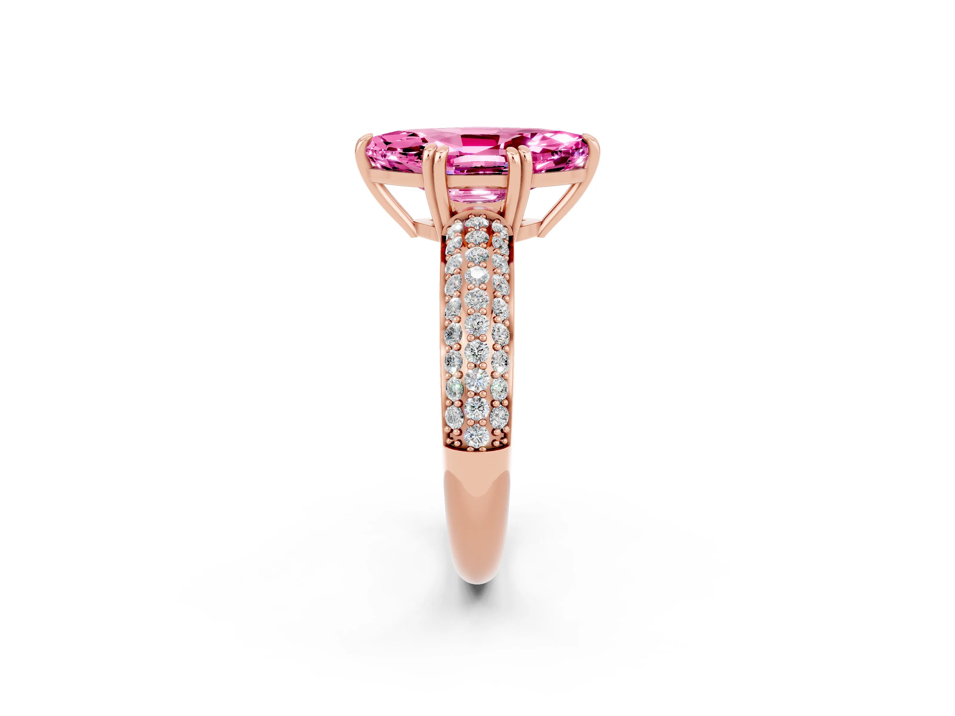 Rose gold Marquise Cut Cut Diamond Milgrain Marquise Band with Prong Setting_2