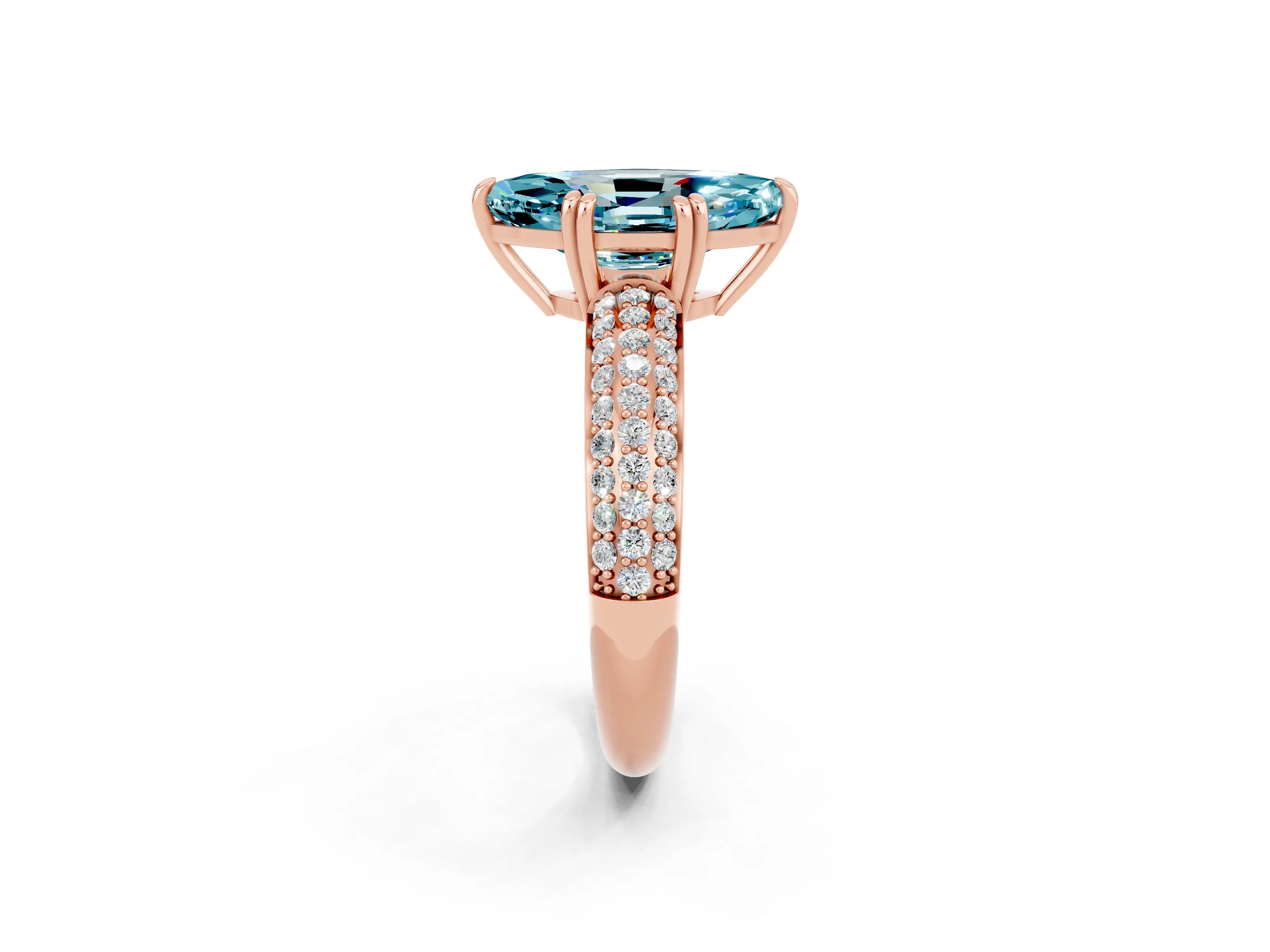 Rose gold Marquise Cut Cut Diamond Milgrain Marquise Band with Prong Setting_2