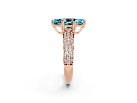 Rose gold Marquise Cut Cut Diamond Milgrain Marquise Band with Prong Setting_2