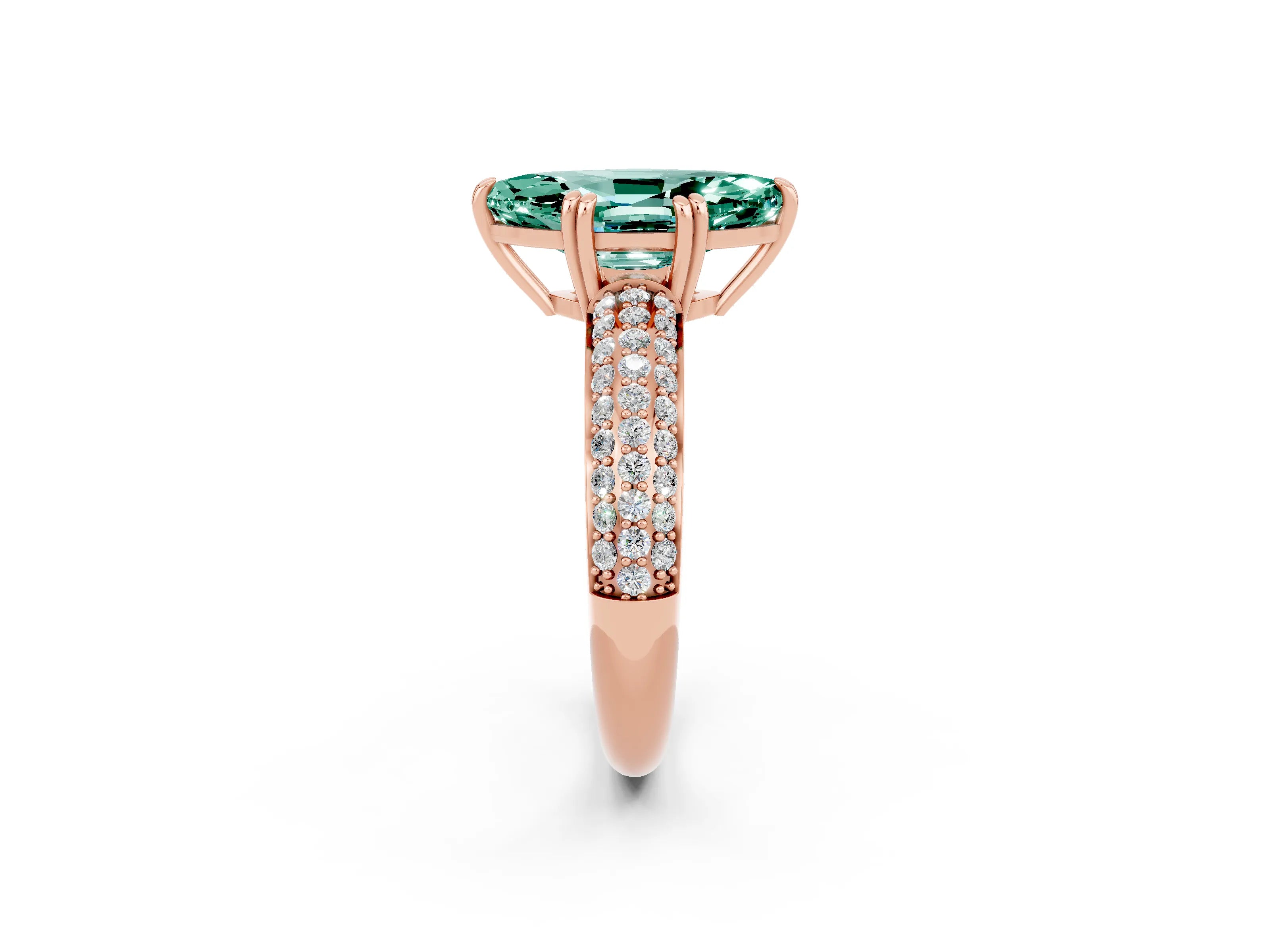 Rose gold Marquise Cut Cut Diamond Milgrain Marquise Band with Prong Setting_2