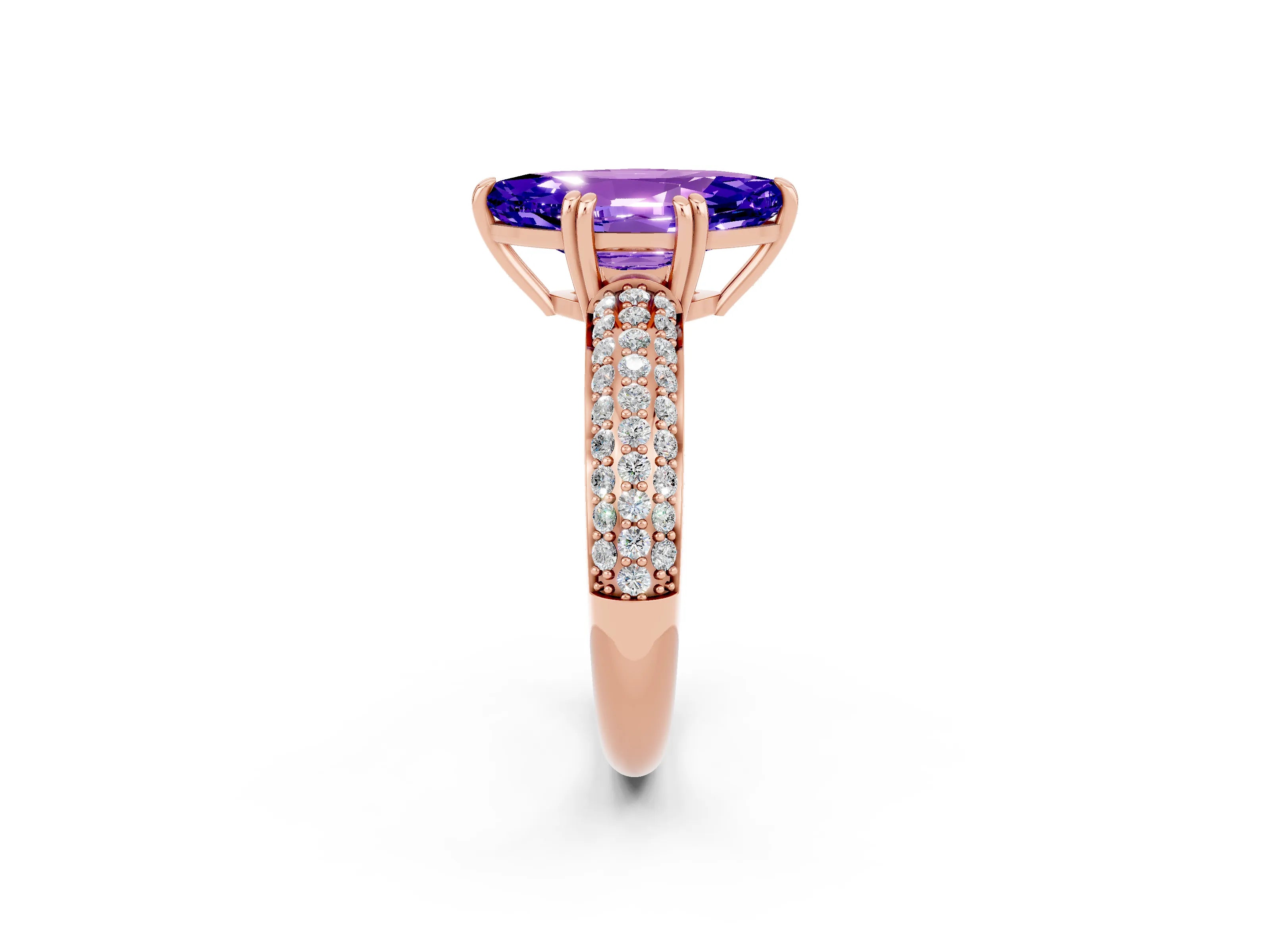 Rose gold Marquise Cut Cut Diamond Milgrain Marquise Band with Prong Setting_2