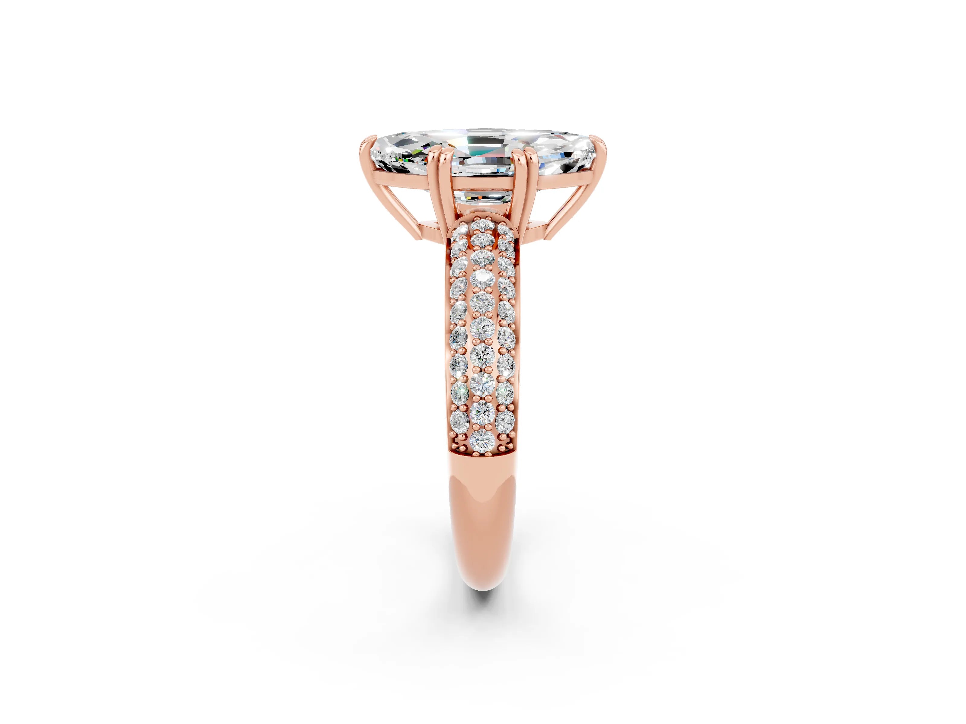 Rose gold Marquise Cut Cut Diamond Milgrain Marquise Band with Prong Setting_2