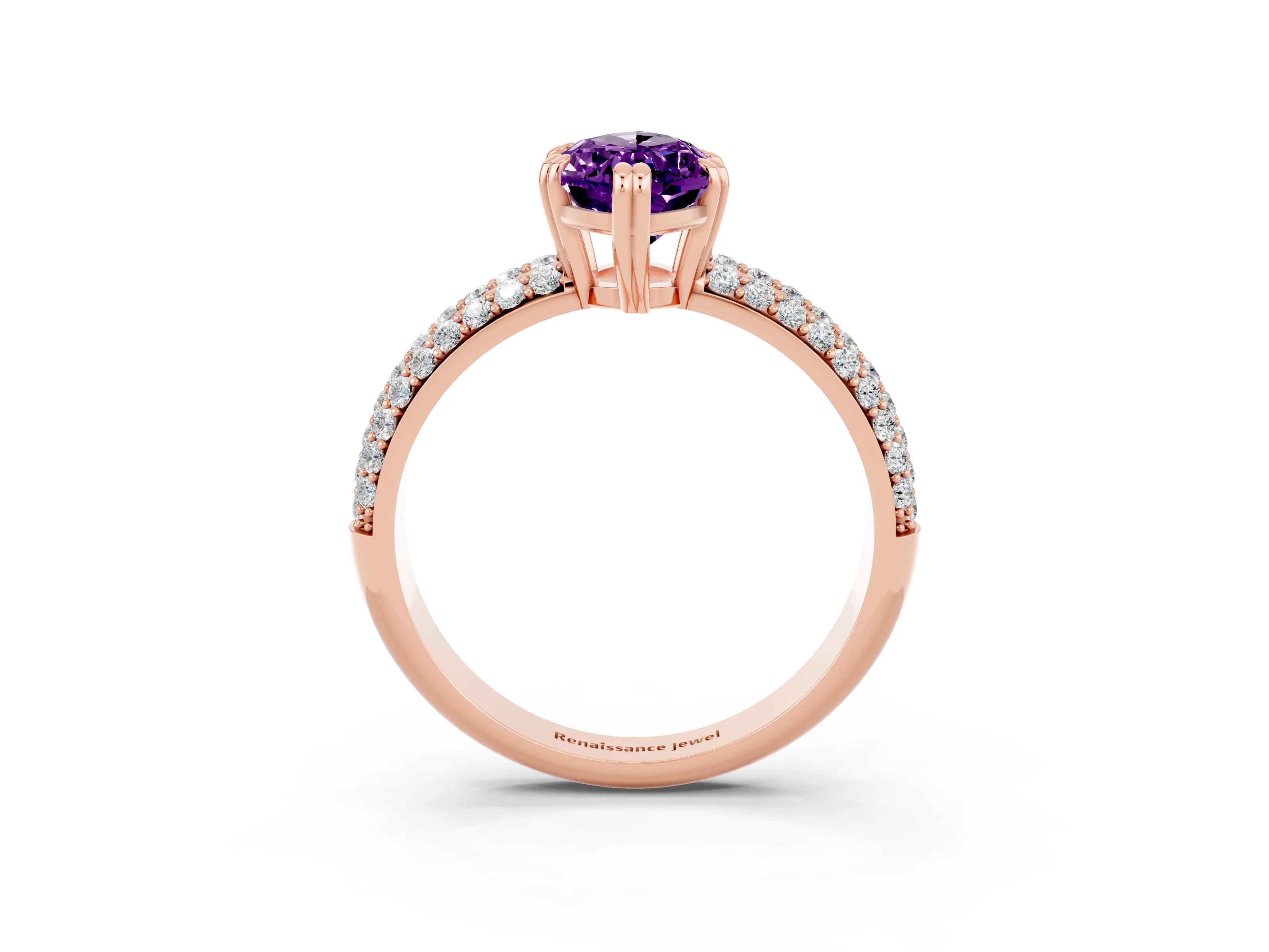 Rose gold Marquise Cut Cut Diamond Milgrain Marquise Band with Prong Setting_3