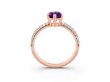 Rose gold Marquise Cut Cut Diamond Milgrain Marquise Band with Prong Setting_3