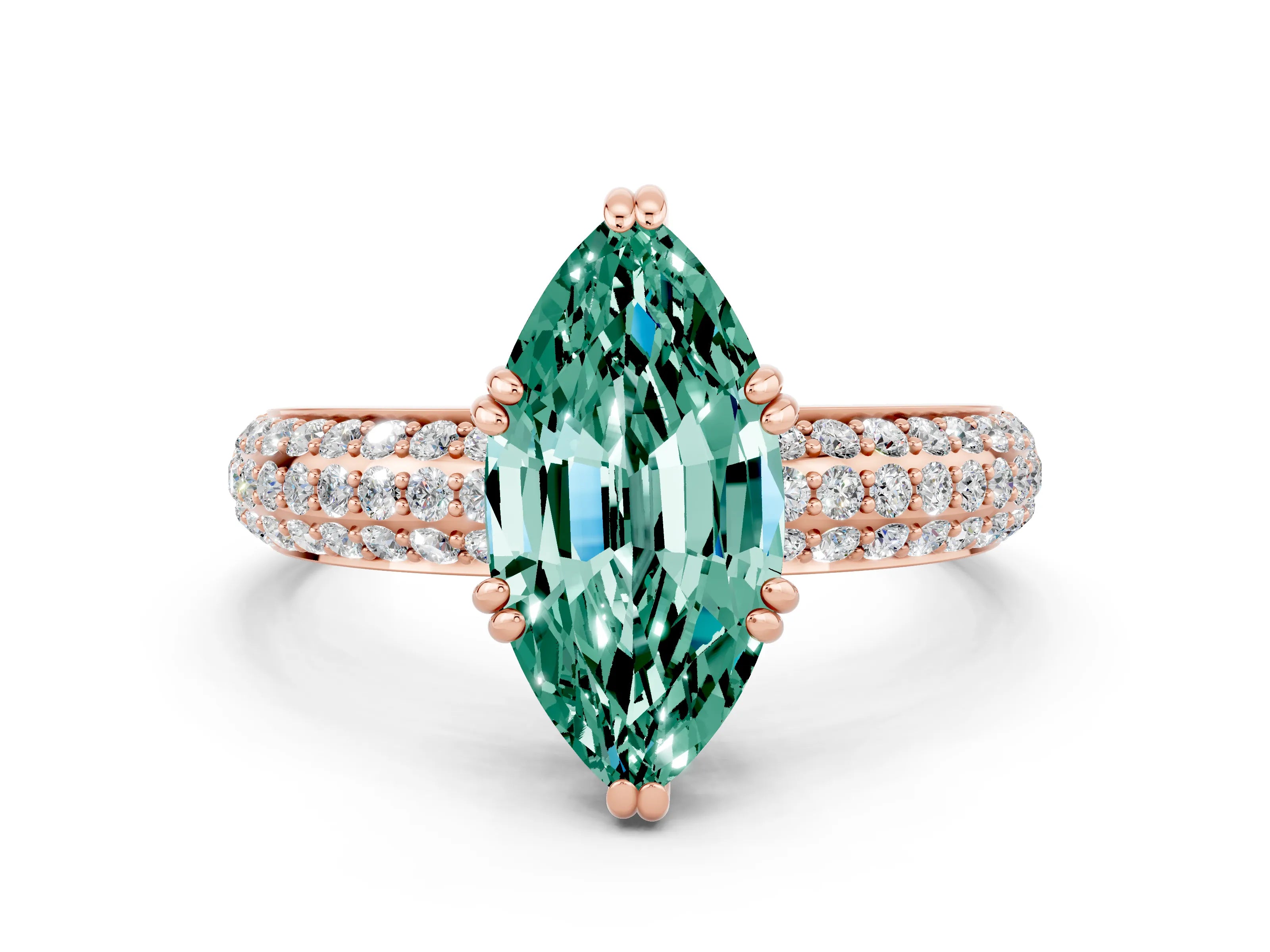 Rose gold Marquise Cut Cut Diamond Milgrain Marquise Band with Prong Setting