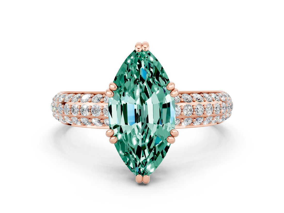 Rose gold Marquise Cut Cut Diamond Milgrain Marquise Band with Prong Setting