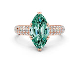 Rose gold Marquise Cut Cut Diamond Milgrain Marquise Band with Prong Setting