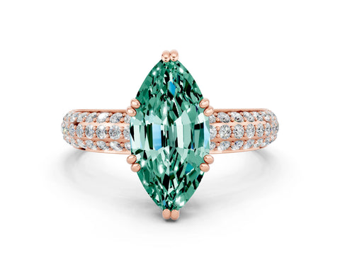 Rose gold Marquise Cut Cut Diamond Milgrain Marquise Band with Prong Setting