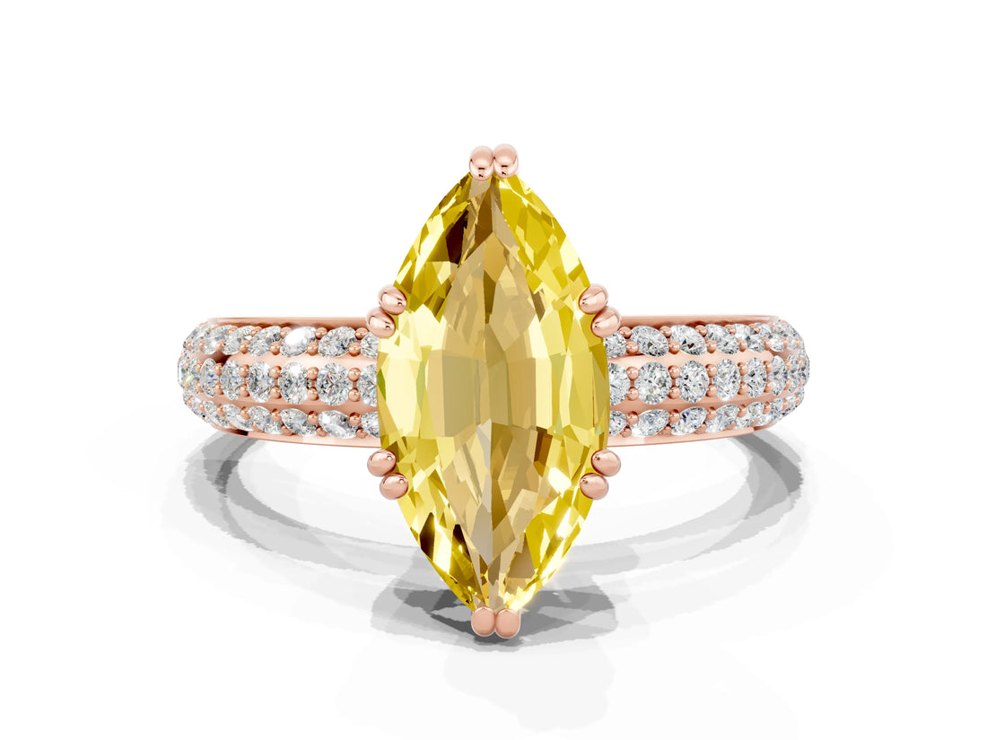 Rose gold Marquise Cut Cut Diamond Milgrain Marquise Band with Prong Setting