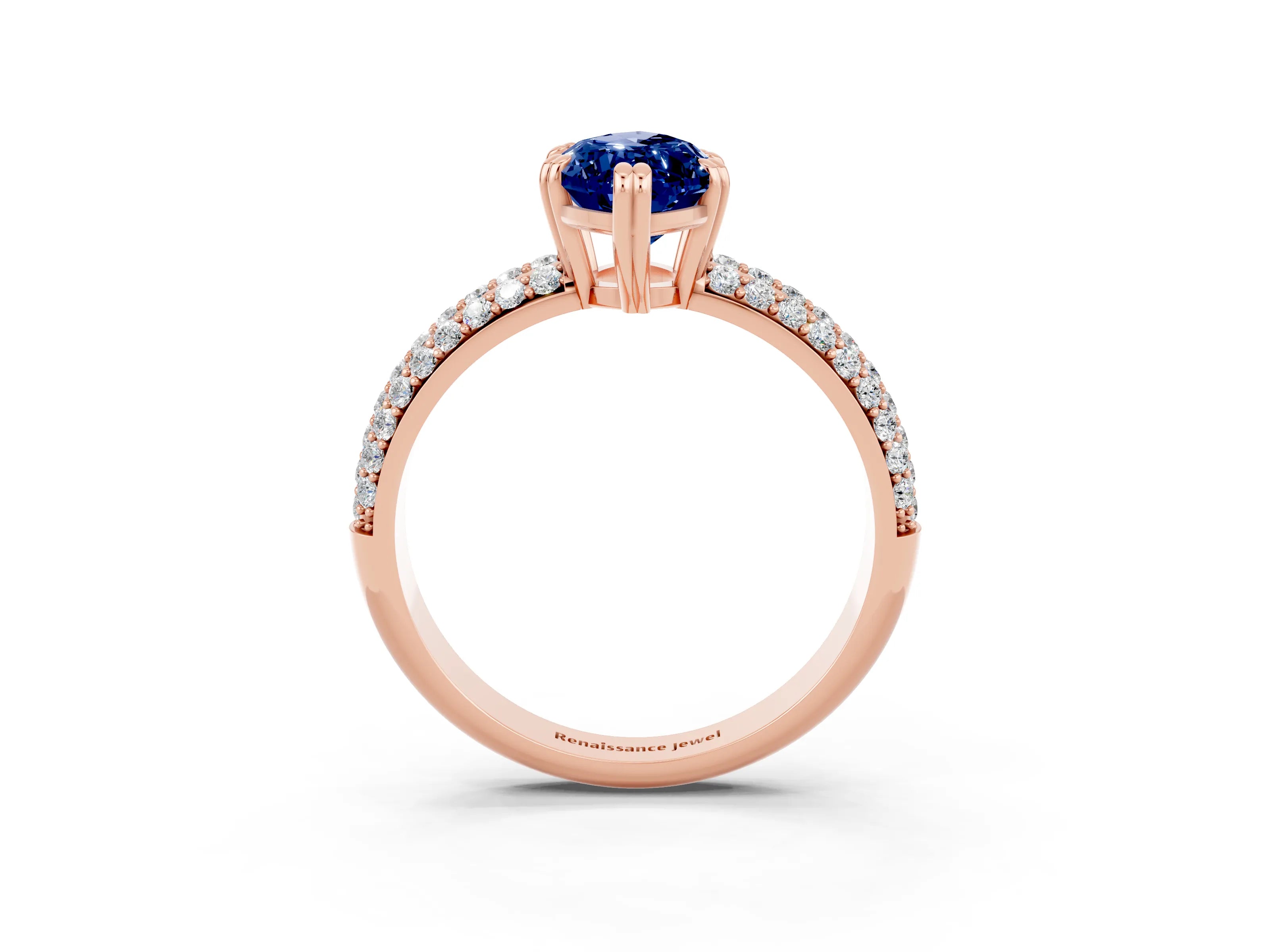 Rose gold Marquise Cut Cut Diamond Milgrain Marquise Band with Prong Setting_3