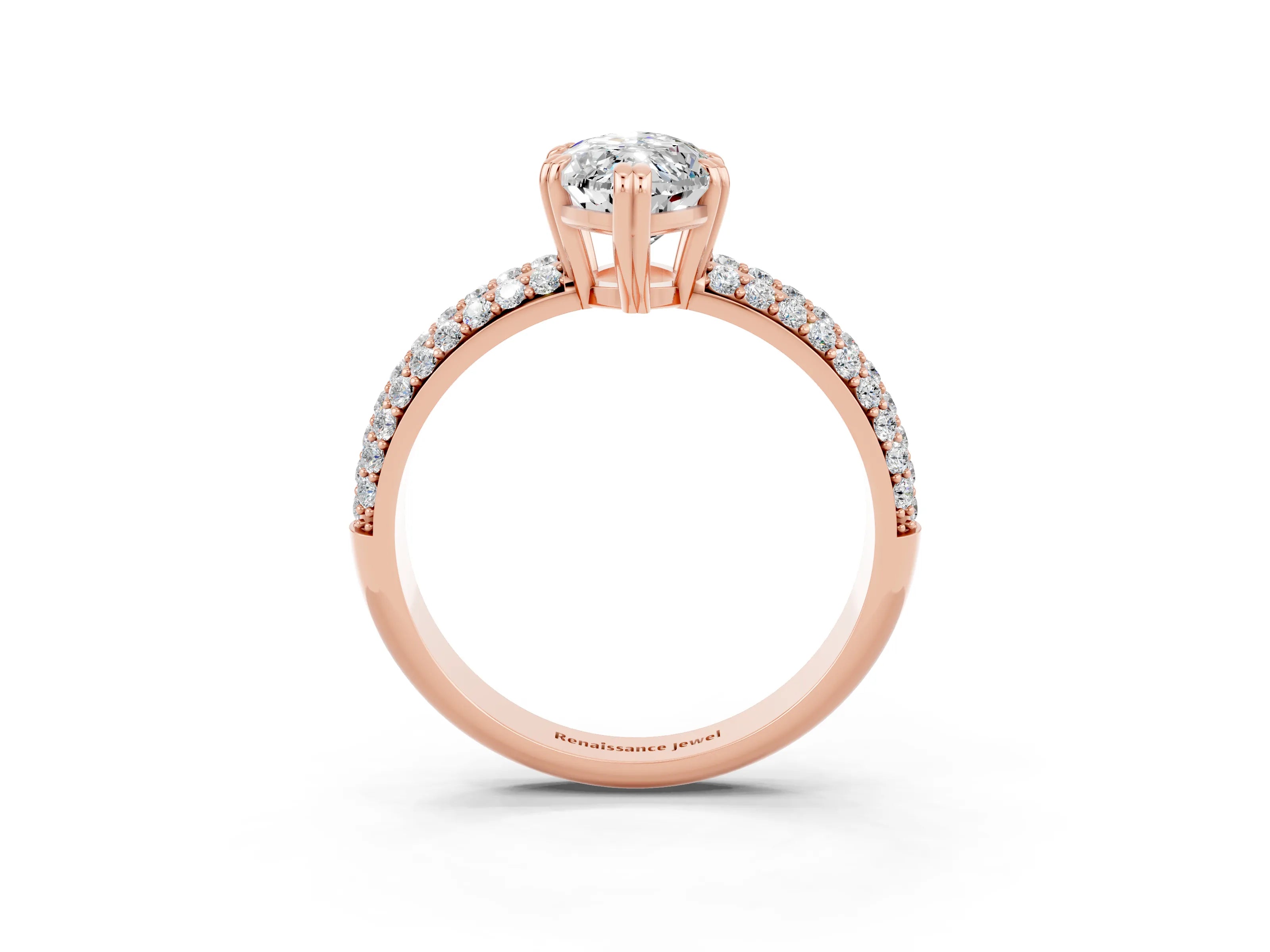 Rose gold Marquise Cut Cut Diamond Milgrain Marquise Band with Prong Setting_3