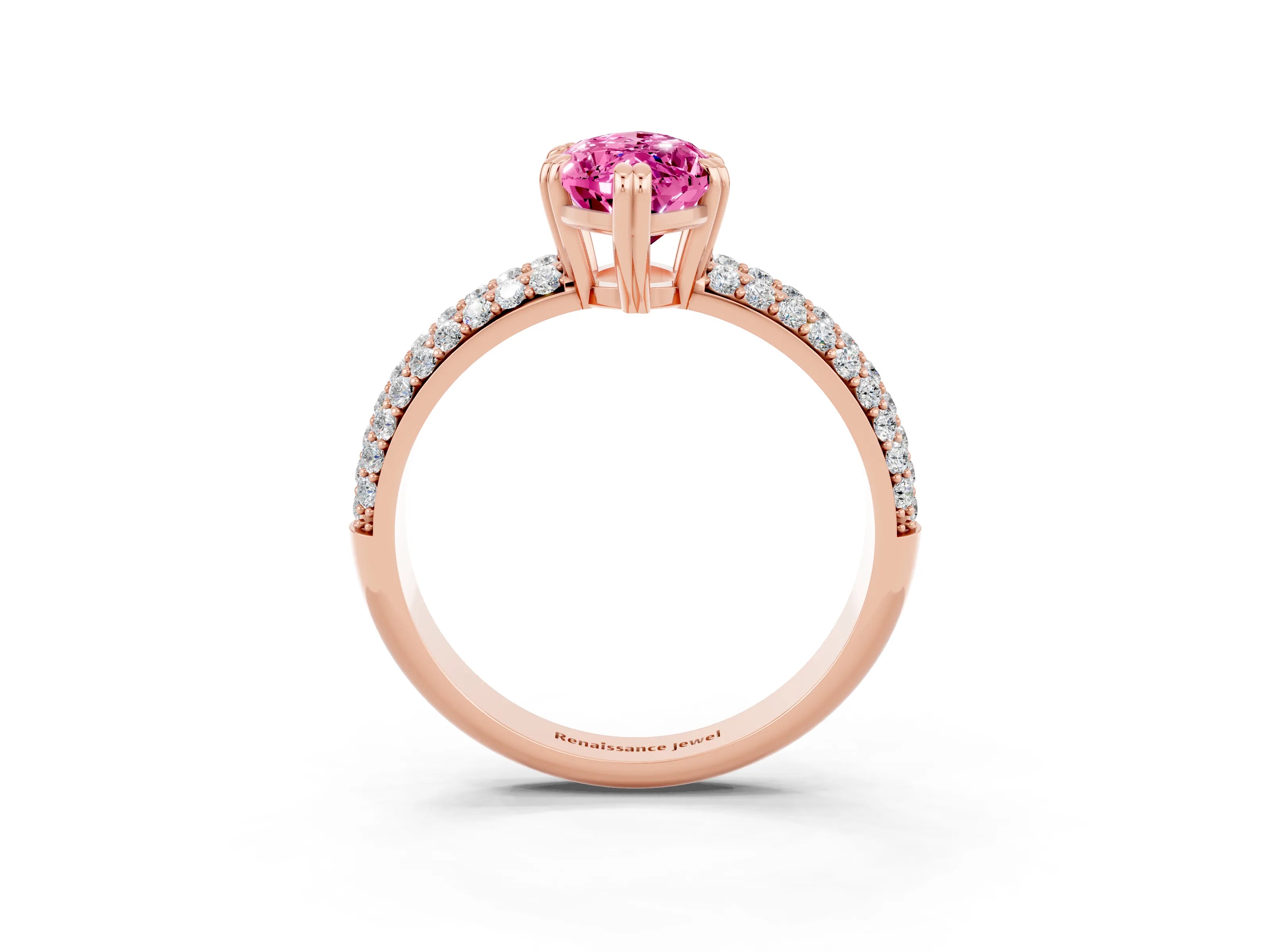 Rose gold Marquise Cut Cut Diamond Milgrain Marquise Band with Prong Setting_3