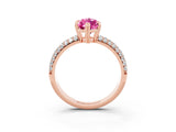 Rose gold Marquise Cut Cut Diamond Milgrain Marquise Band with Prong Setting_3
