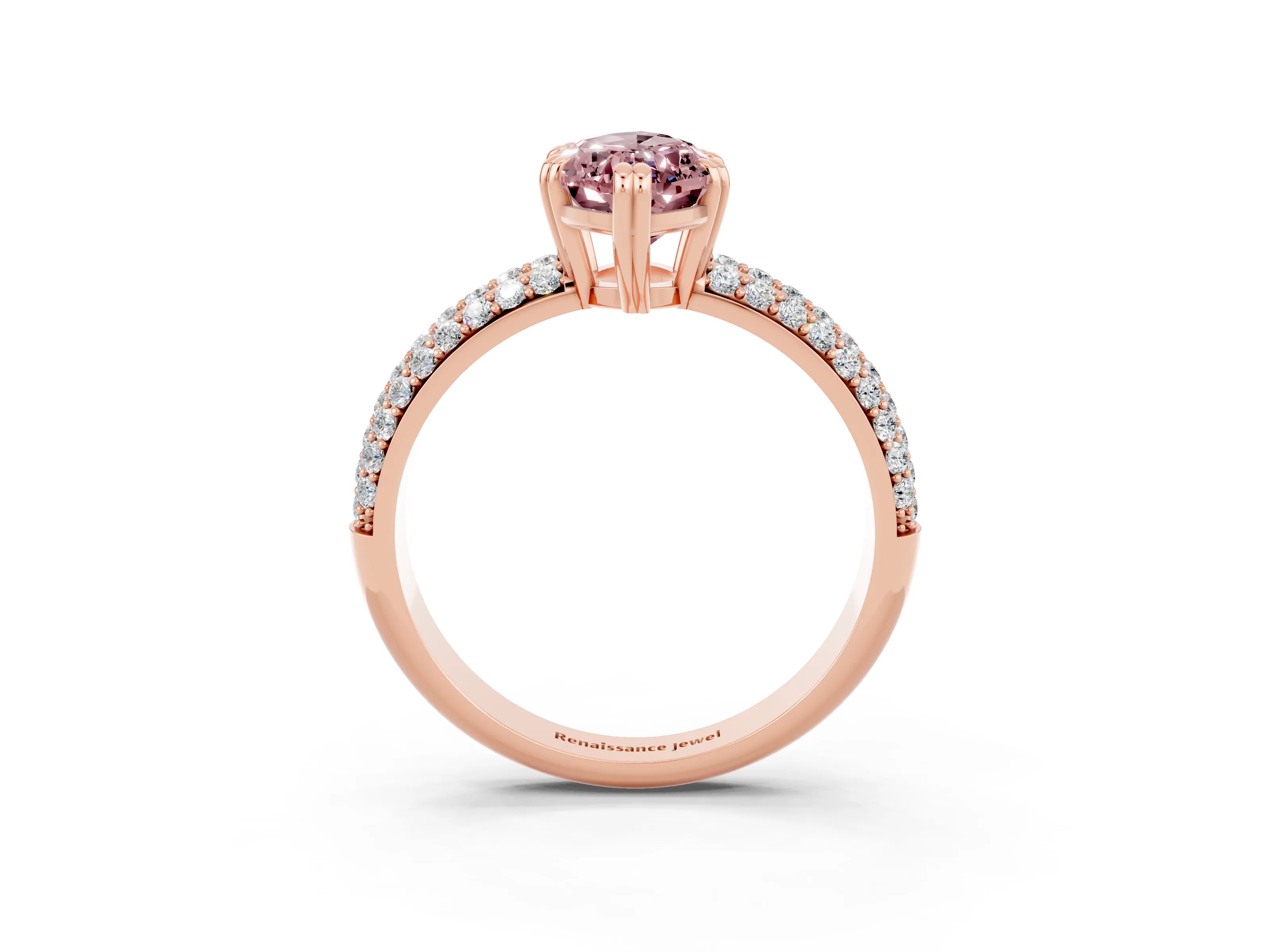Rose gold Marquise Cut Cut Diamond Milgrain Marquise Band with Prong Setting_3
