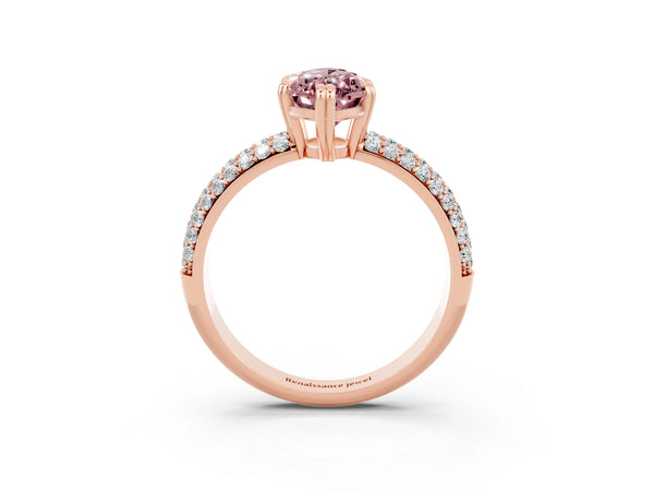 Rose gold Marquise Cut Cut Diamond Milgrain Marquise Band with Prong Setting