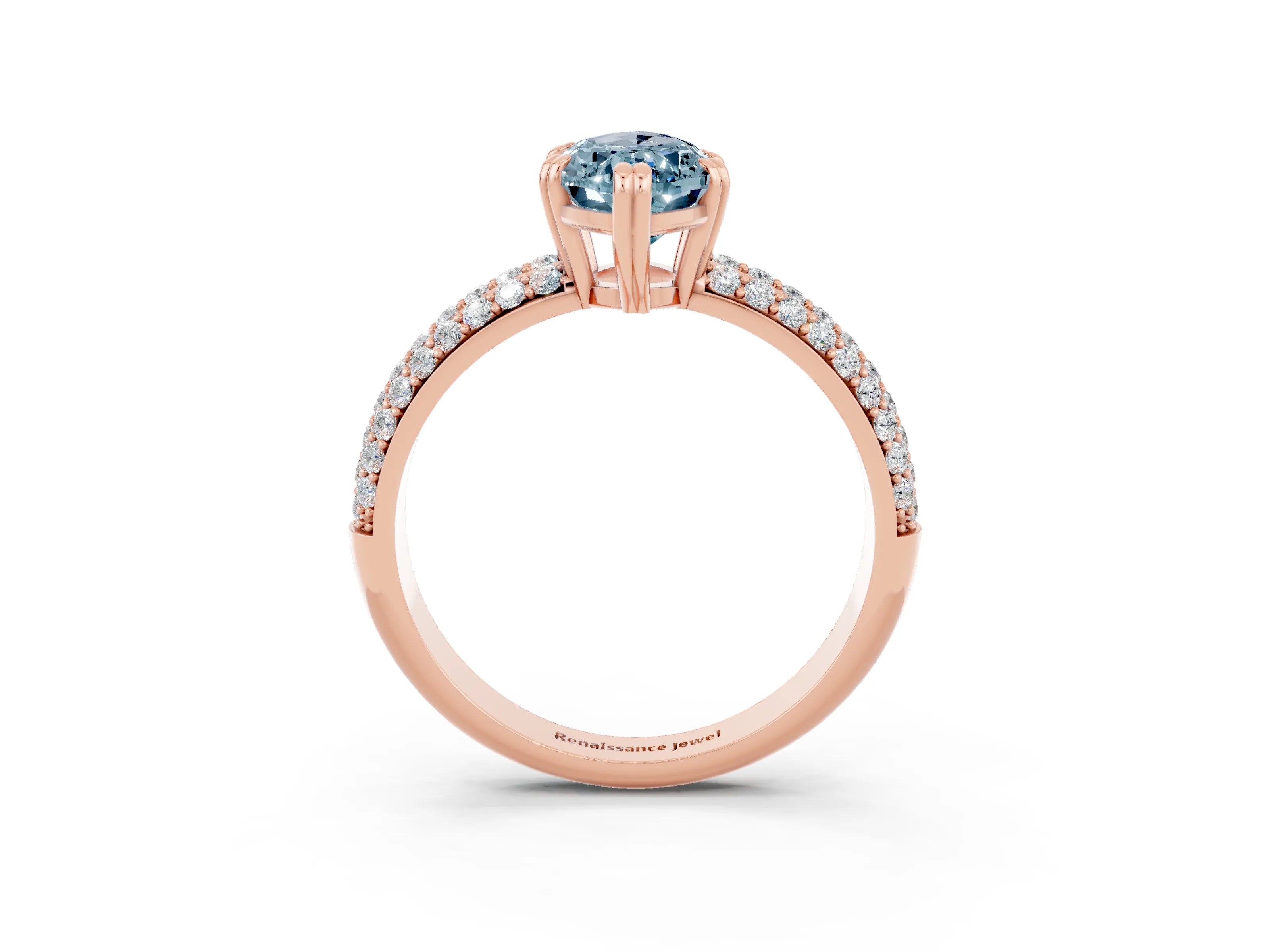 Rose gold Marquise Cut Cut Diamond Milgrain Marquise Band with Prong Setting_3