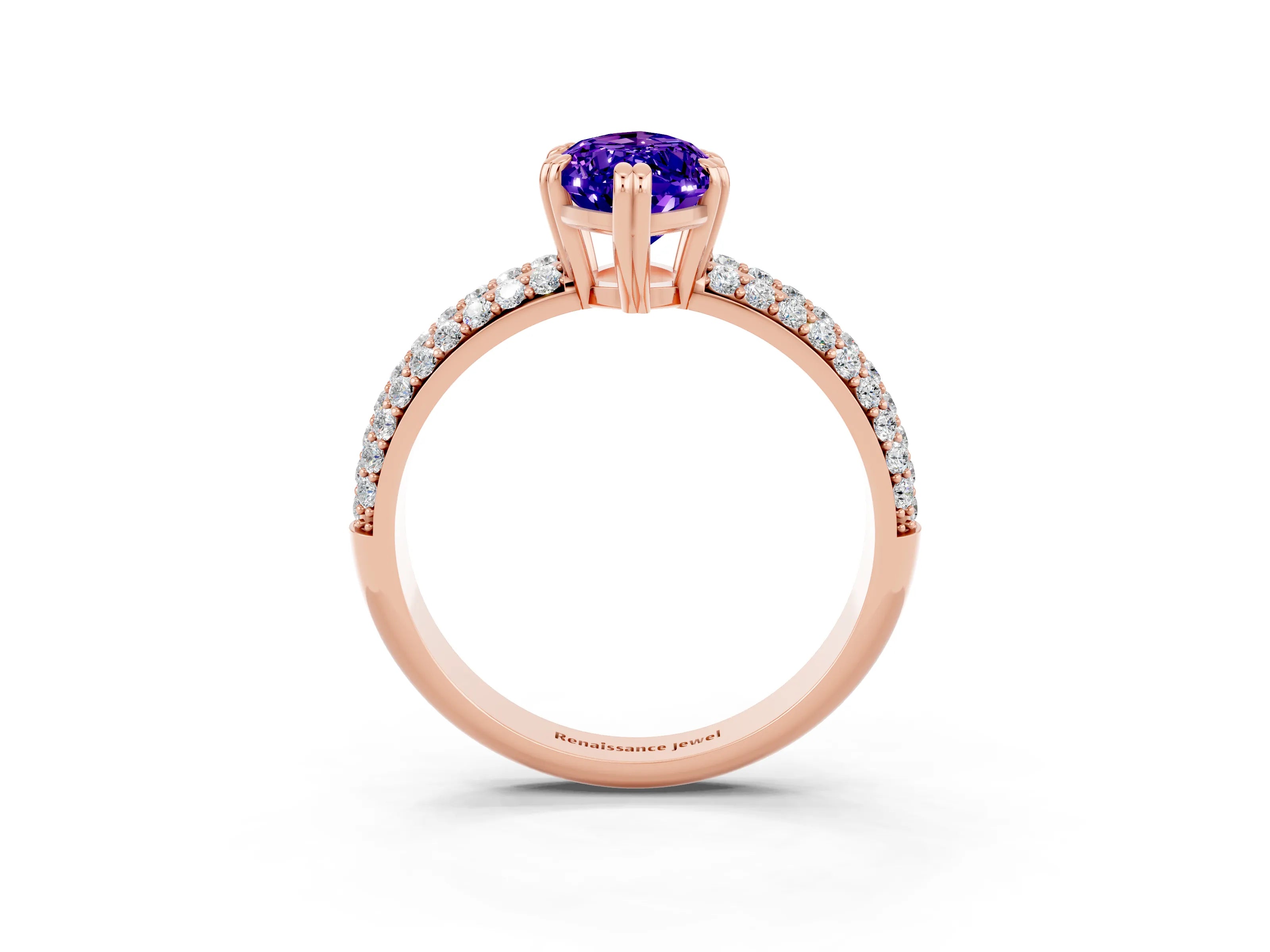 Rose gold Marquise Cut Cut Diamond Milgrain Marquise Band with Prong Setting_3