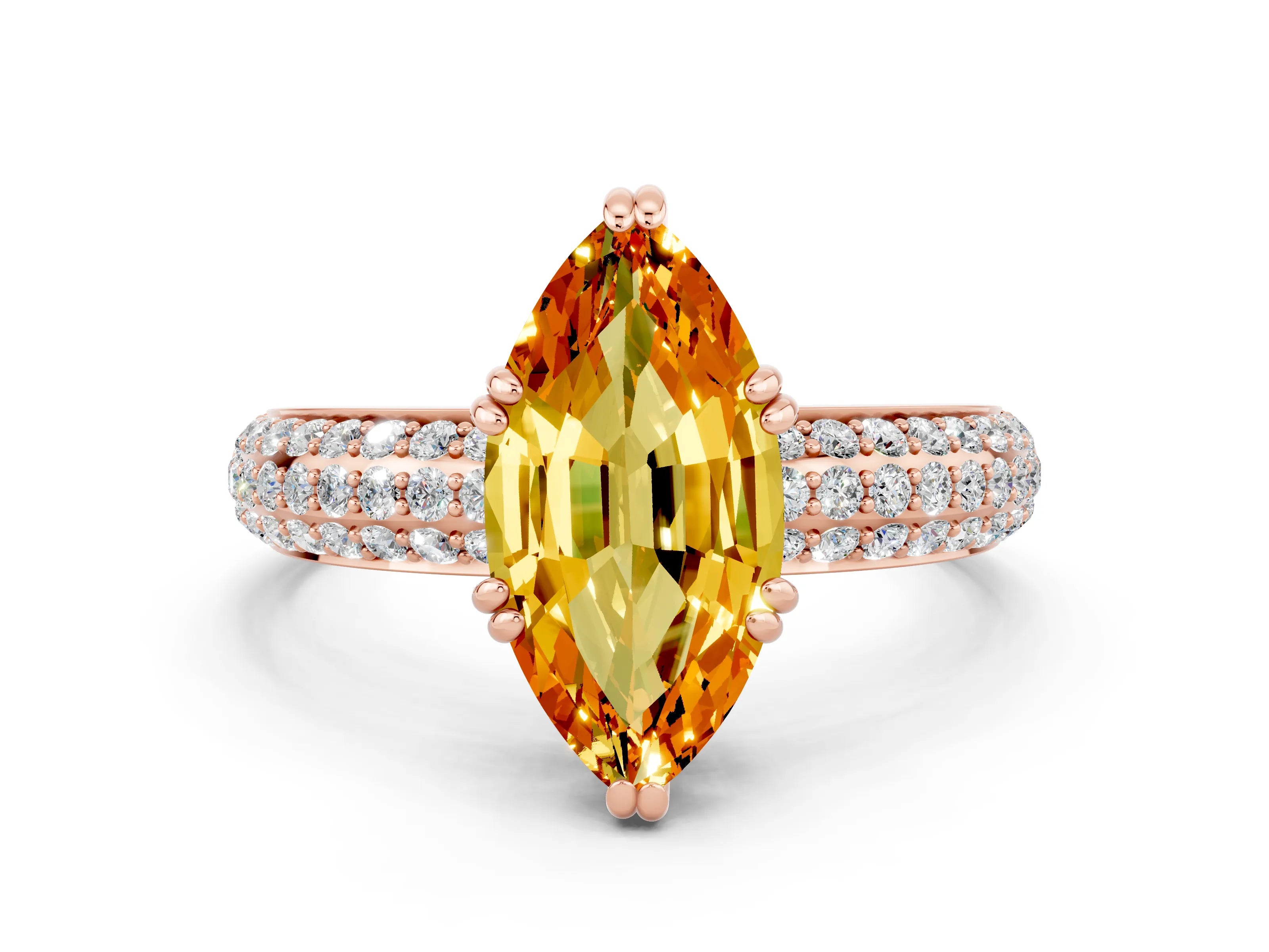 Rose gold Marquise Cut Cut Diamond Milgrain Marquise Band with Prong Setting