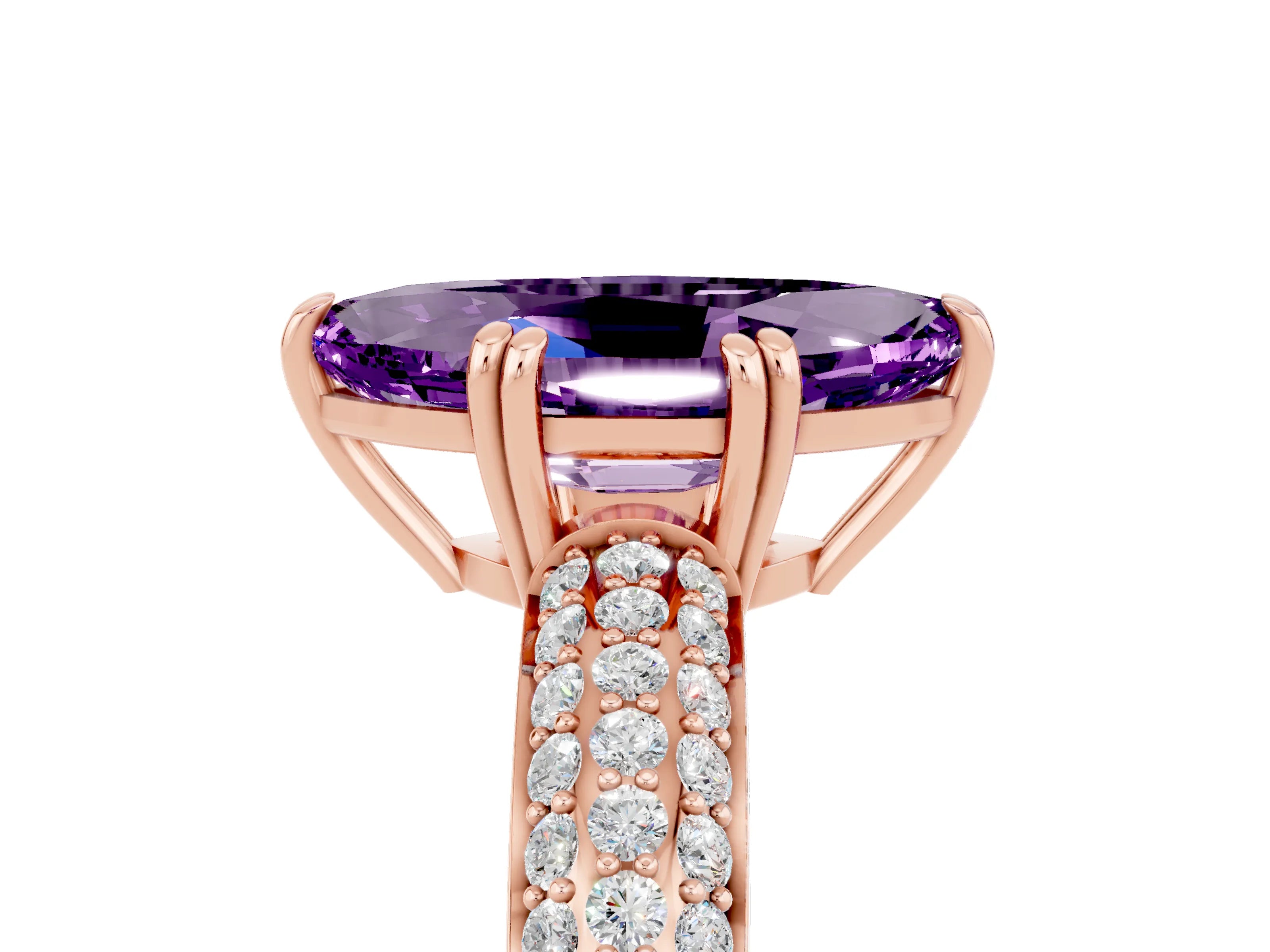 Rose gold Marquise Cut Cut Diamond Milgrain Marquise Band with Prong Setting_5
