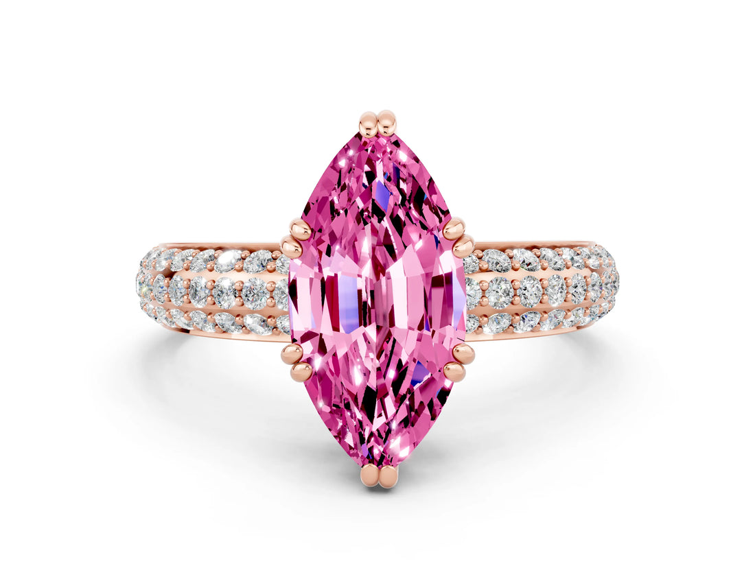 Rose gold Marquise Cut Cut Diamond Milgrain Marquise Band with Prong Setting