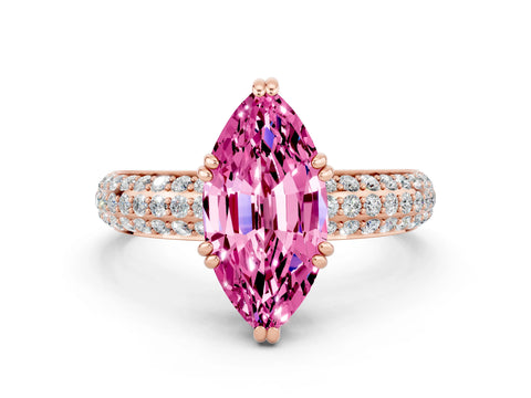Rose gold Marquise Cut Cut Diamond Milgrain Marquise Band with Prong Setting