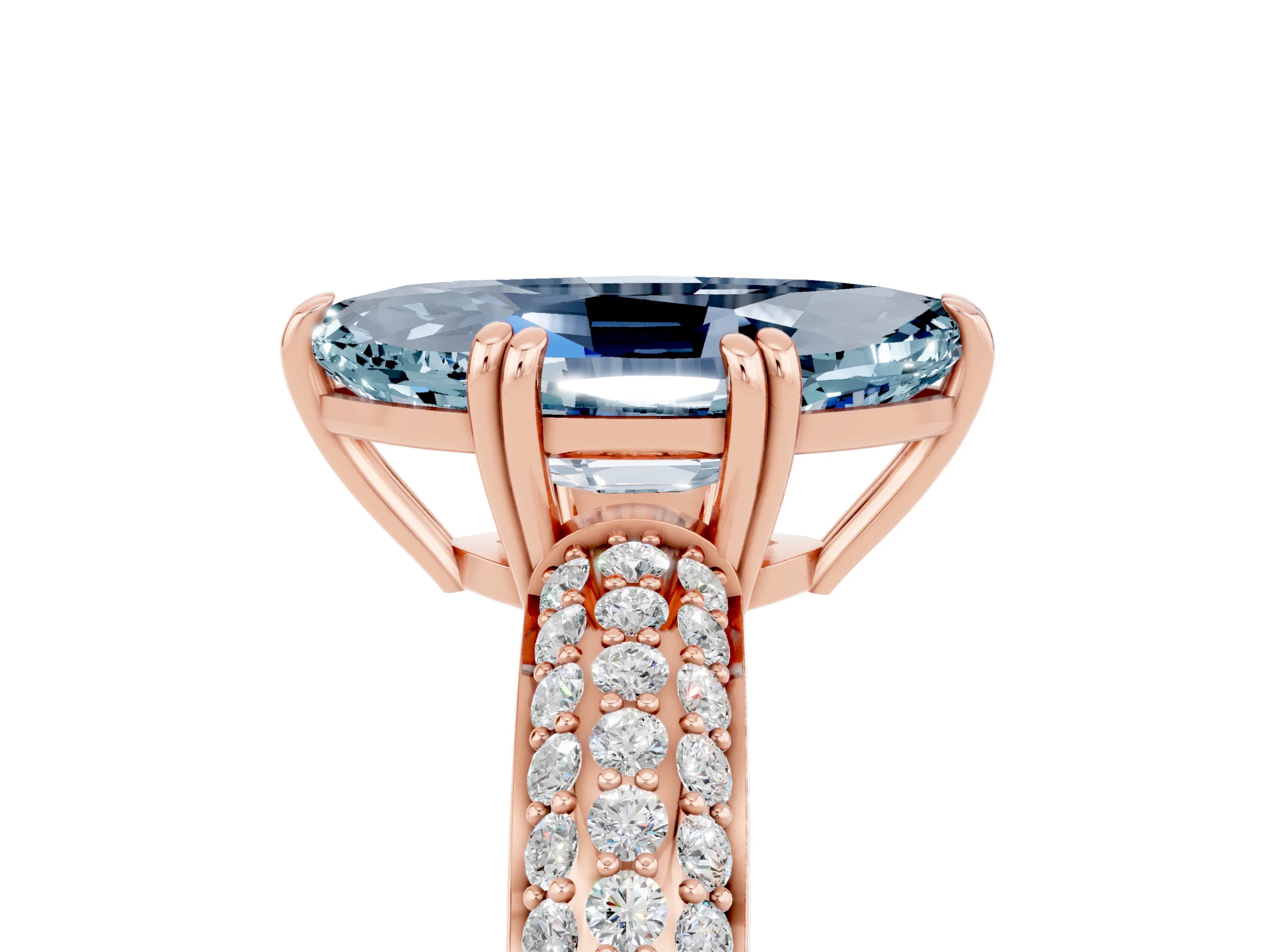 Rose gold Marquise Cut Cut Diamond Milgrain Marquise Band with Prong Setting_5