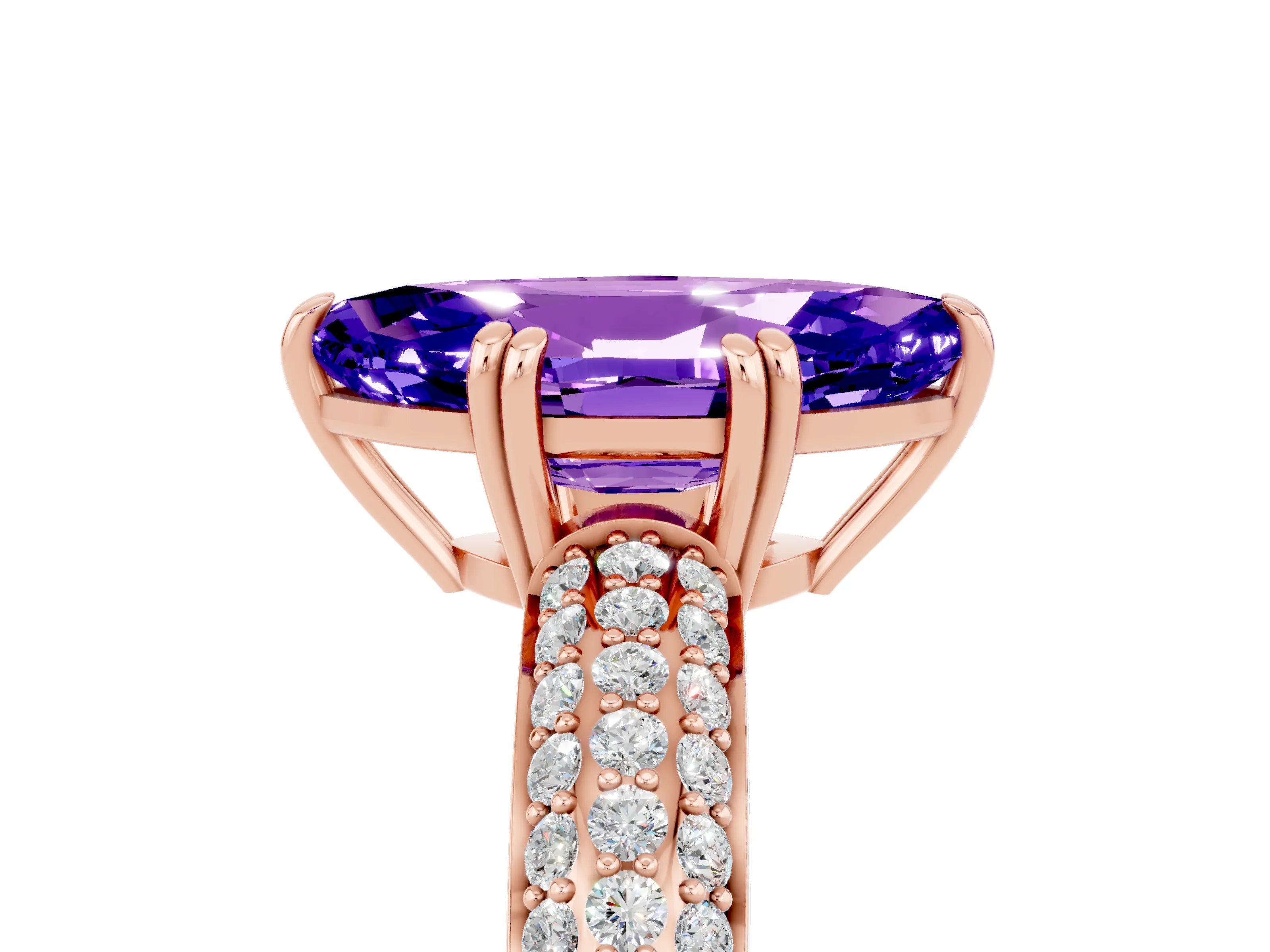 Rose gold Marquise Cut Cut Diamond Milgrain Marquise Band with Prong Setting_5
